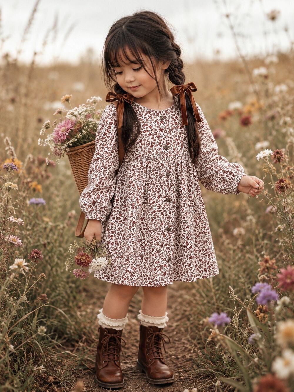 Morning Nature Walks Soft Corduroy Cottage Floral Dress 5T